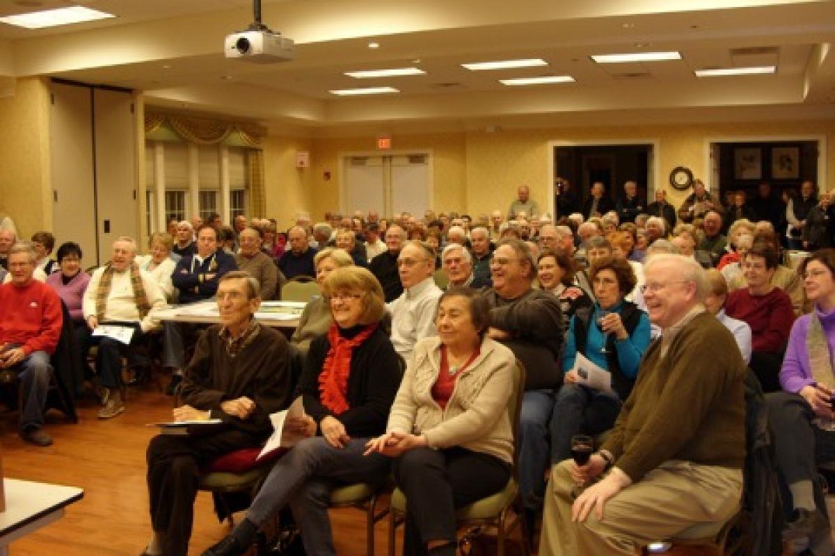 Standing-room only at Oxford Greens for a recent event attended by the First Selectman of Oxford.